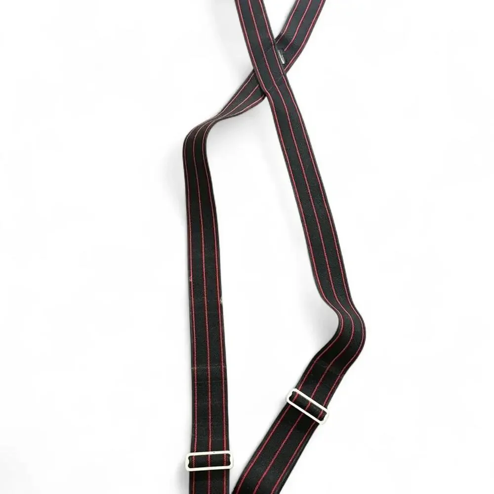 Black red striped suspenders